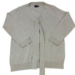 J Crew Mercantile‎ Womens Cotton Sweater Vneck Tie Beige Neutral Prep Size Small